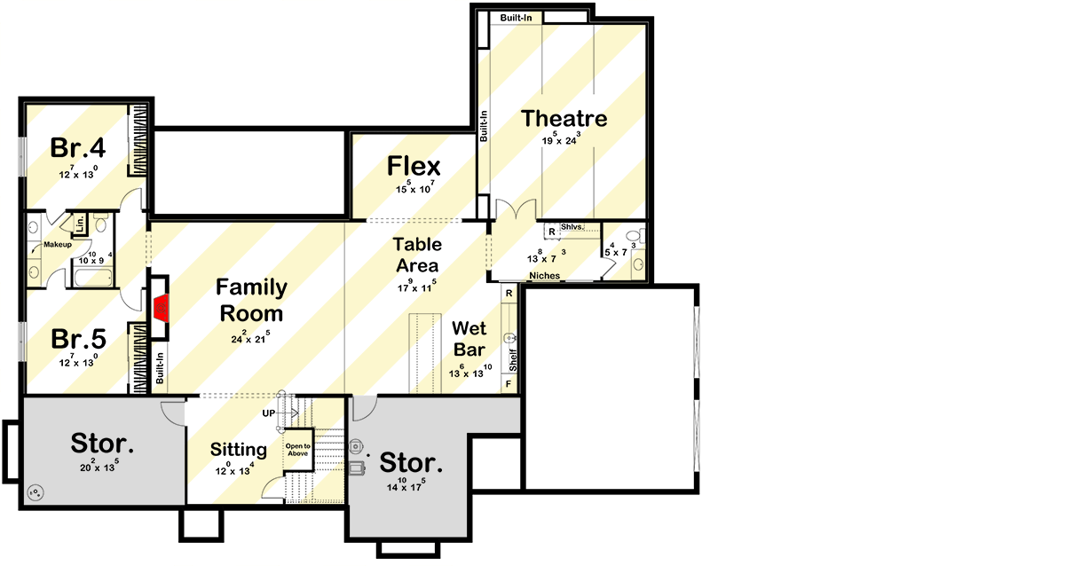 Plan 623641DJ: Grand Modern European House Plan with 3 Bedrooms and 5-Car Garage - Floor Plan - Finished Lower Level Layout Option (+$ Paid Option) - European, Modern, Transitional