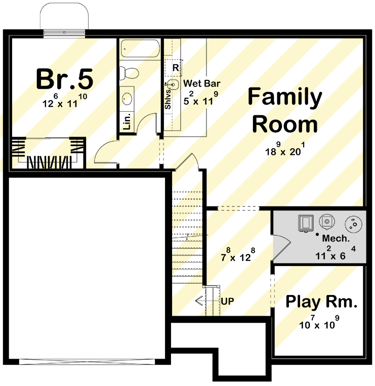 Plan 623642DJ: Traditional 4-Bedroom House Plan with Office and Mudroom - Floor Plan - Finished Lower Level Layout Option (+$ Paid Option) - Traditional