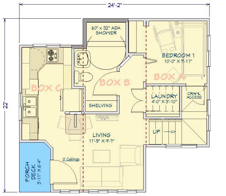 Plan 431002BOX: Box-Built ADU Plan with 2-Bedrooms and ADA Accessibility - Floor Plan - Image #16 - Contemporary, Modern