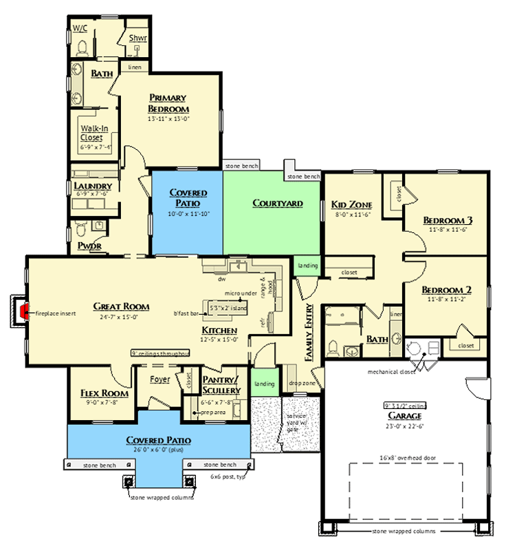 Plan 180028VNW: Modern Country Ranch House Plan with Split Bedrooms and Large Garage - Floor Plan - Image #10 - Country, Mountain, Ranch