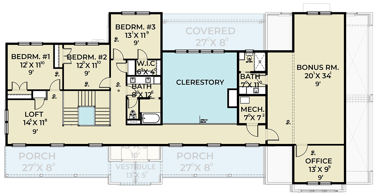 Plan 280265JWD: Modern Barndominium Style House Plan with 4 Bedrooms and 4-Car Garage - Floor Plan - Image #34 - Barndominium, Country, Craftsman, Modern Farmhouse, New American