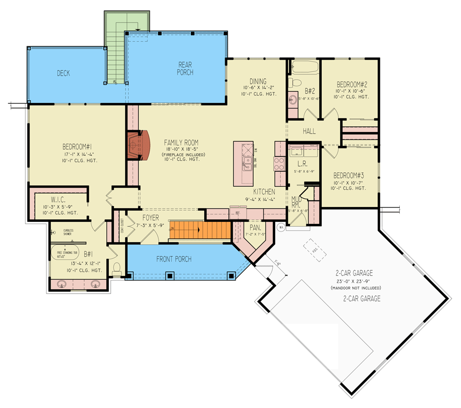Plan 25946GE: Contemporary Craftsman House Plan with 3 Bedrooms and Angled Garage - Floor Plan - Image #19 - Contemporary, Craftsman, Mountain