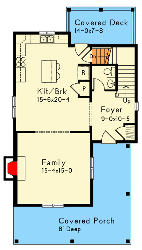 Plan 22206SL: Country Farmhouse House Plan with 3 Beds and Wraparound Porch - Floor Plan - Image #2 - Country, Farmhouse, Traditional