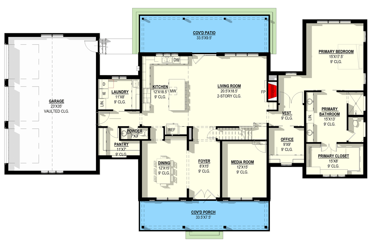Plan 405163FDC: Modern Barndominium Farmhouse House Plan with 3 Bedrooms and Two-Story Great Room - Floor Plan - Image #10 - Barndominium, Farmhouse, New American
