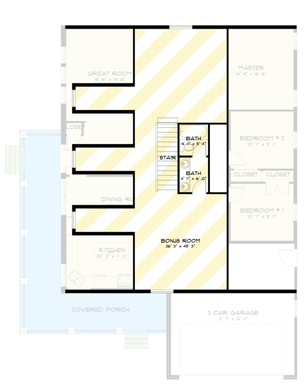 Plan 61755UT: 3-Bedroom Farmhouse House Plan with Wraparound Porch - Floor Plan - Optionally Finished Bonus Room - Craftsman, Farmhouse, Traditional