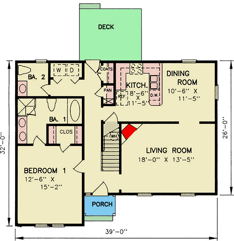 Plan 25951GE: Traditional Three Bedroom House Plan with Main Level Primary Suite - Floor Plan - Image #7 - Country, Traditional