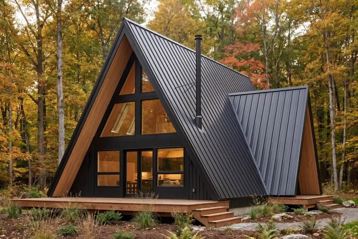 Chic A-Frame Cabin House Plan with Loft and Vaulted Ceilings