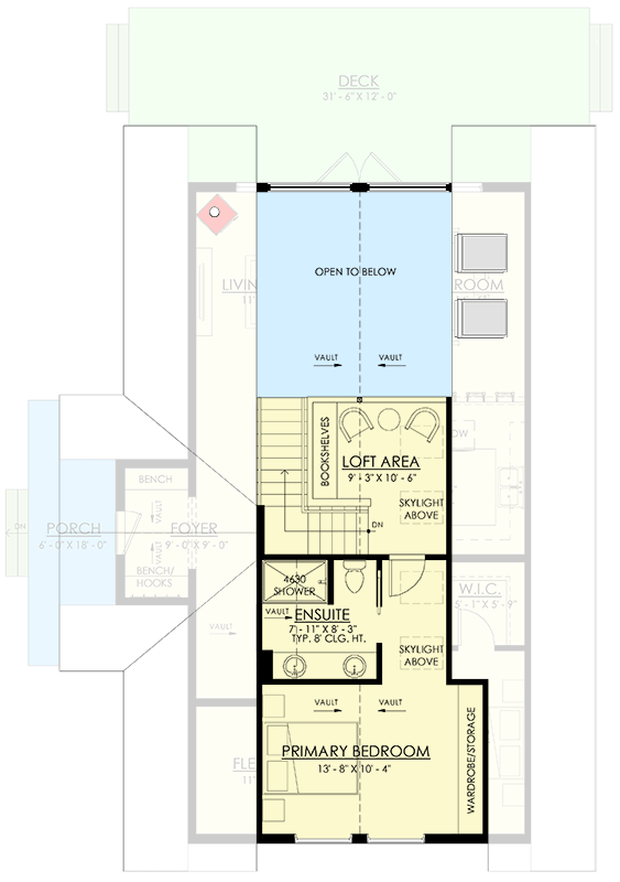 Plan 270129AF: Chic A-Frame Cabin House Plan with Loft and Vaulted Ceilings - Floor Plan - Second Floor - A-Frame, Cabin, Modern