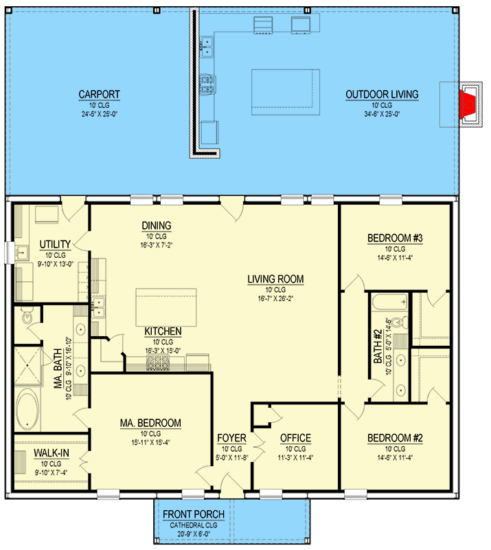 Plan 170020ADS: Spacious Barndominium House Plan with 3 Beds and Expansive Outdoor Living - Floor Plan - Image #7 - Barndominium