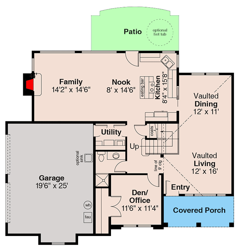 Plan 720185DA: Contemporary Southwest House Plan with 4 Bedrooms and 3 Baths - Floor Plan - Main Level - Contemporary, Mediterranean, Southwest