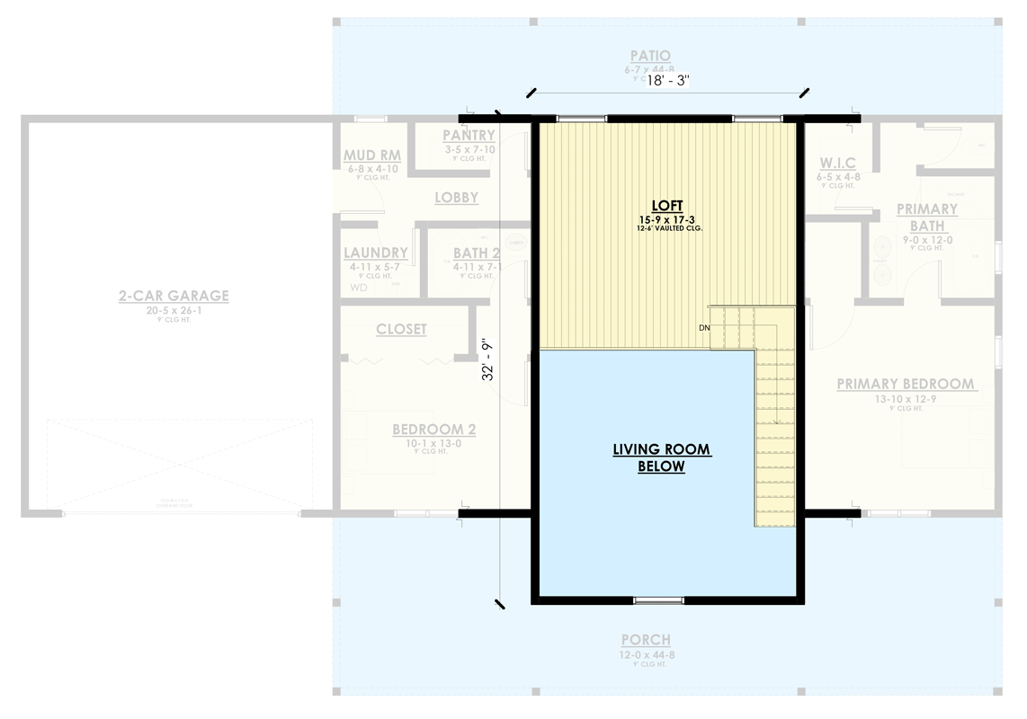 Plan 850035PKE: Contemporary Farmhouse House Plan with 2 Bedrooms and Loft Space - Floor Plan - 2nd Level - Country, Farmhouse, Traditional