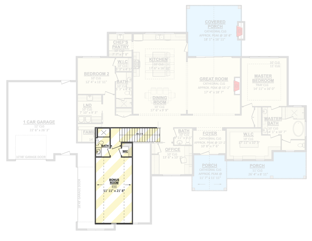 Plan 911071JVD: Modern Farmhouse House Plan with 2 Flexible Bedrooms and 3-Car Garage - Floor Plan - Optionally Finished Bonus Room - Cottage, Country, Modern Farmhouse
