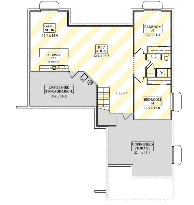Plan 95372RW: New American Ranch House Plan with Split Bedrooms and 3-Car Garage - Floor Plan - Optional Lower Level - New American, Ranch