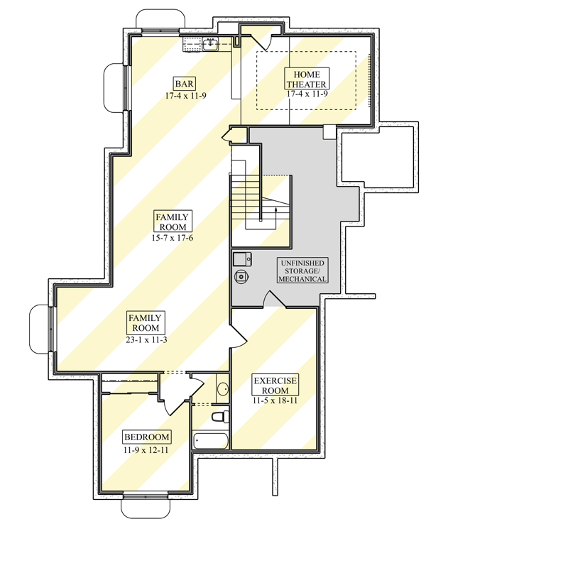 Plan 95374RW: Ranch House Plan with 3-4 Bedrooms and 3-Car Garage - Floor Plan - Optionally Finished Basement - Craftsman, Modern Farmhouse, Mountain, Rustic