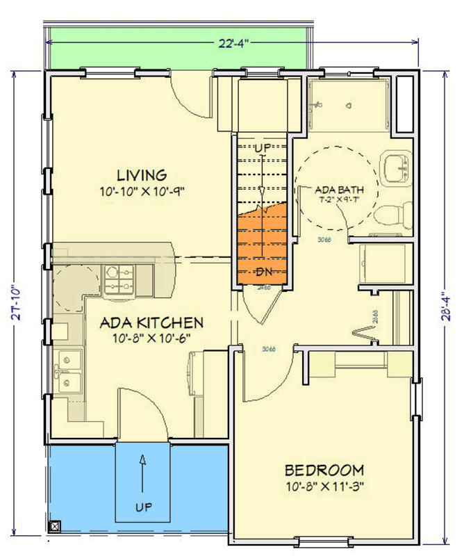 Plan 430836SNG: Charming Two-Bedroom Farmhouse Cottage House Plan with Accessible Design Features - Floor Plan - Image #15 - Cottage, Country, Farmhouse, Vacation