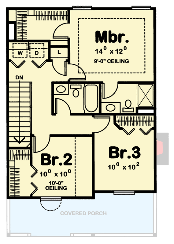 Plan 42755DB: Charming Farmhouse House Plan with 3 Bedrooms and Inviting Covered Porch - Floor Plan - 2nd Level - Farmhouse, Traditional
