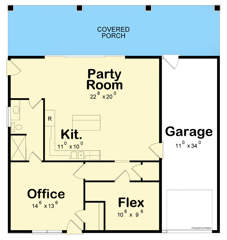 Plan 42756DB: Modern Farmhouse Craftsman Plan with One Bedroom and Garage - Floor Plan - Image #7 - Craftsman, Modern Farmhouse