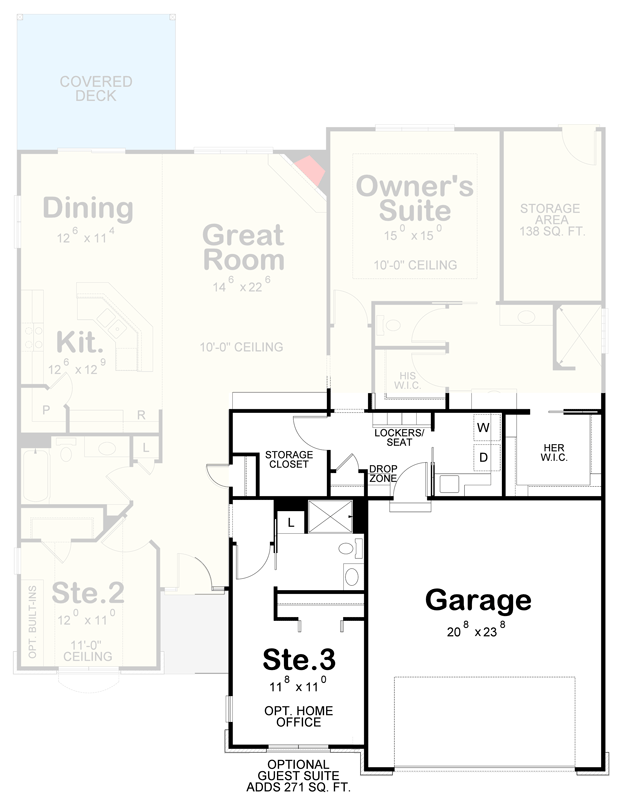 Plan 42757DB: European Traditional House Plan Featuring Three Bedrooms and Three Car Garage - Floor Plan - Optional Guest Suite - European, Traditional