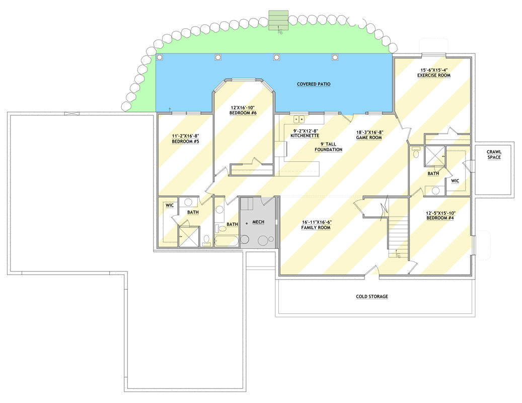 Plan 849103PGE: New American Craftsman House Plan with 6+ Bedrooms and 4-Car Garage - Floor Plan - Optionally Finished Basement - Colonial, Craftsman, New American, Traditional