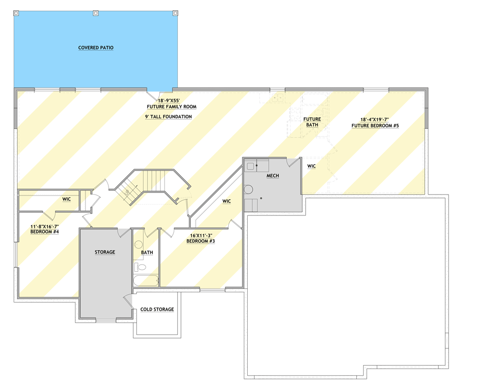 Plan 849107PGE: Traditional Country House Plan with 2 or 3 Bedrooms and 3-Car Garage - Floor Plan - Optionally Finished Basement - Country, Traditional