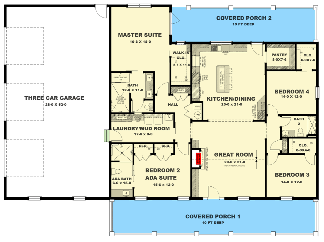 Plan 25085DH: Modern Farmhouse Barndominium House Plan with 4 Bedrooms - Floor Plan - Image #16 - Modern Farmhouse, New American