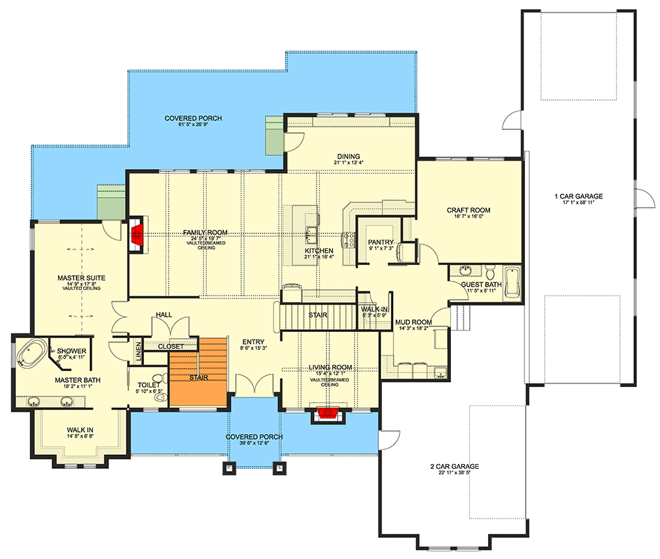 Plan 61757UT: Spacious Farmhouse House Plan Featuring a 3-Car RV Garage - Floor Plan - Image #30 - Farmhouse, Traditional