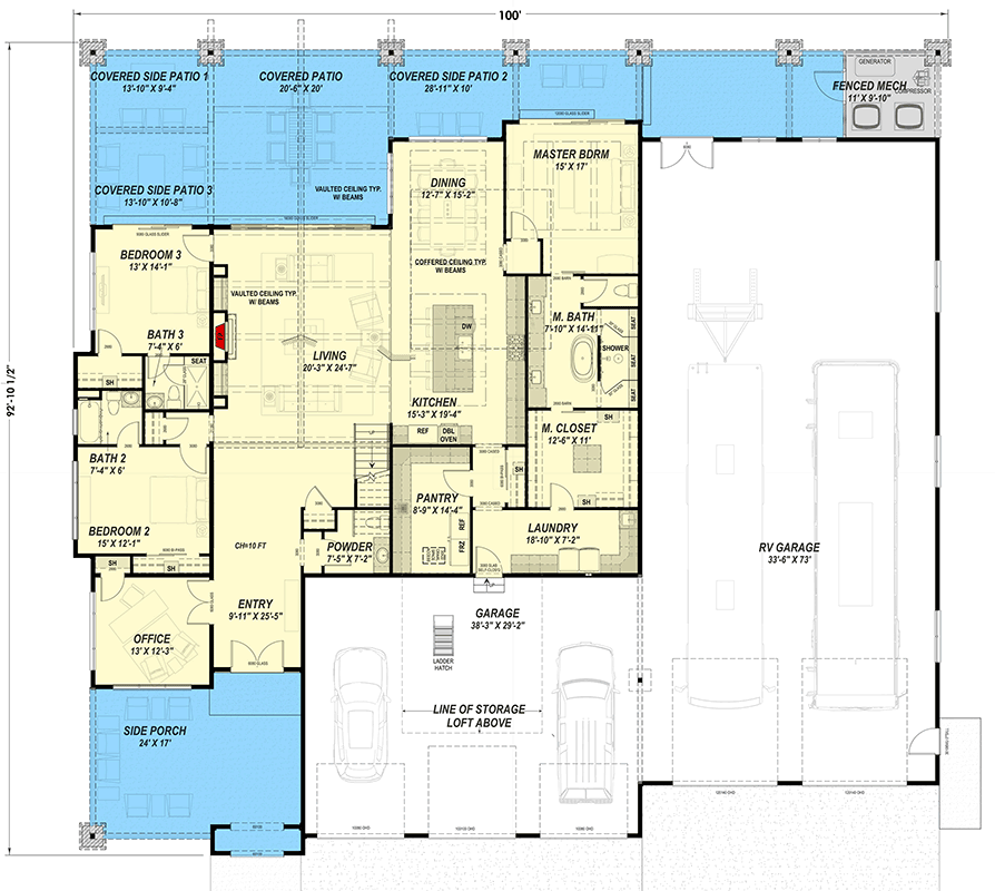 Plan 64569SC: Mountain Craftsman House Plan with RV Garage and Four Bedrooms - Floor Plan - Image #7 - Craftsman, Mountain