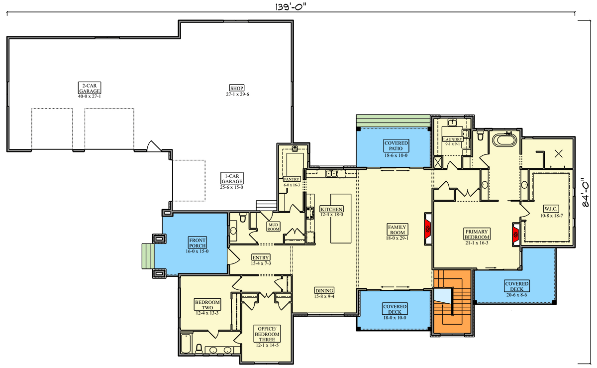Plan 95375RW: Contemporary Mountain House Plan with 3 Bedrooms and 3-Car Garage - Floor Plan - Image #4 - Contemporary, Mountain