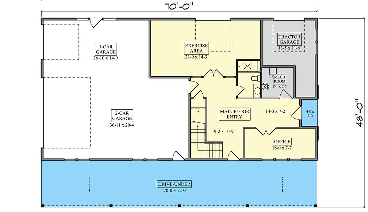 Plan 95377RW: Rustic Barndominium House Plan with 3 Bedrooms and 3-Car Garage - Floor Plan - Image #29 - Barndominium, Farmhouse, Rustic
