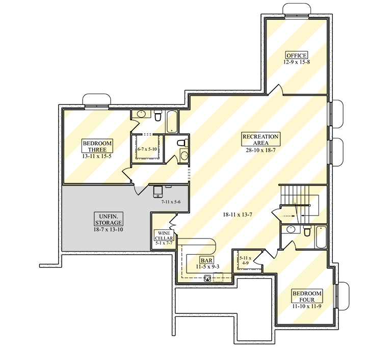 Plan 95379RW: Craftsman Mountain House Plan Featuring 2,517 Square Feet and 3-Car Garage - Floor Plan - Optional Lower Level - Craftsman, Mountain, New American