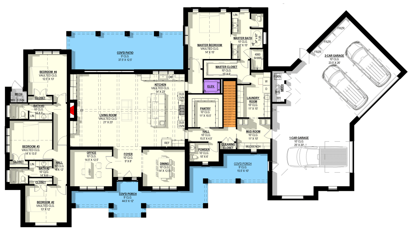 Plan 405166FDC: Spacious Farmhouse House Plan Featuring 4 Bedrooms and 3-Car Garage - Floor Plan - Image #6 - Farmhouse