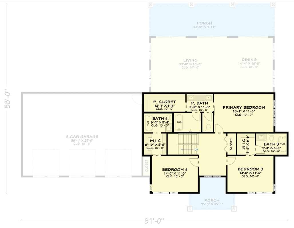 Plan 850040PKE: Contemporary Transitional House Plan with 4 Bedrooms and 3-Car Garage - Floor Plan - Image #13 - Contemporary, Transitional