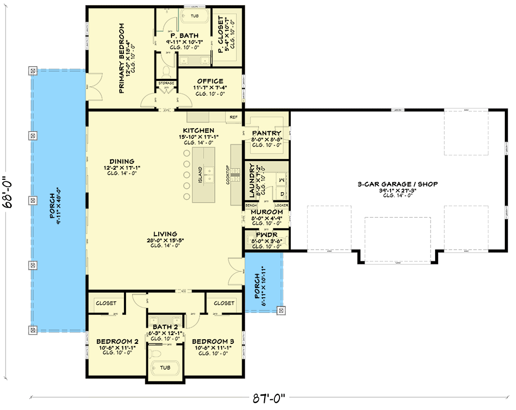 Plan 850042PKE: Contemporary Modern House Plan with Three Bedrooms and Three Car Garage - Floor Plan - Image #12 - Contemporary, Modern