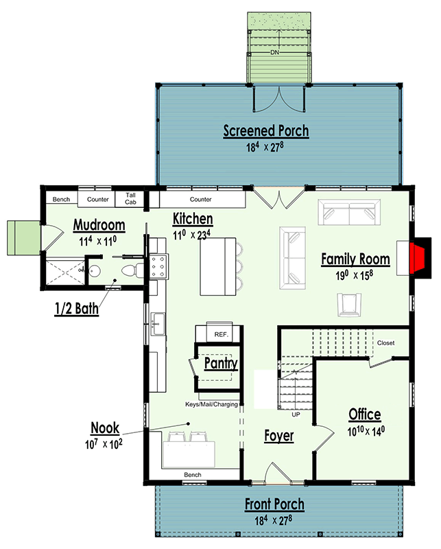 Plan 18305BE: Charming Two Bedroom Farmhouse House Plan with Inviting Screened Porch - Floor Plan - Image #5 - Country, Farmhouse
