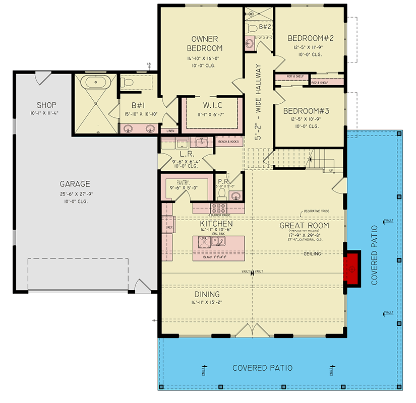 Plan 25959GE: Modern Farmhouse Barndominium House Plan with Wraparound Porch and Workshop - Floor Plan - Image #24 - Barndominium, Country, Farmhouse, Modern Farmhouse, New American