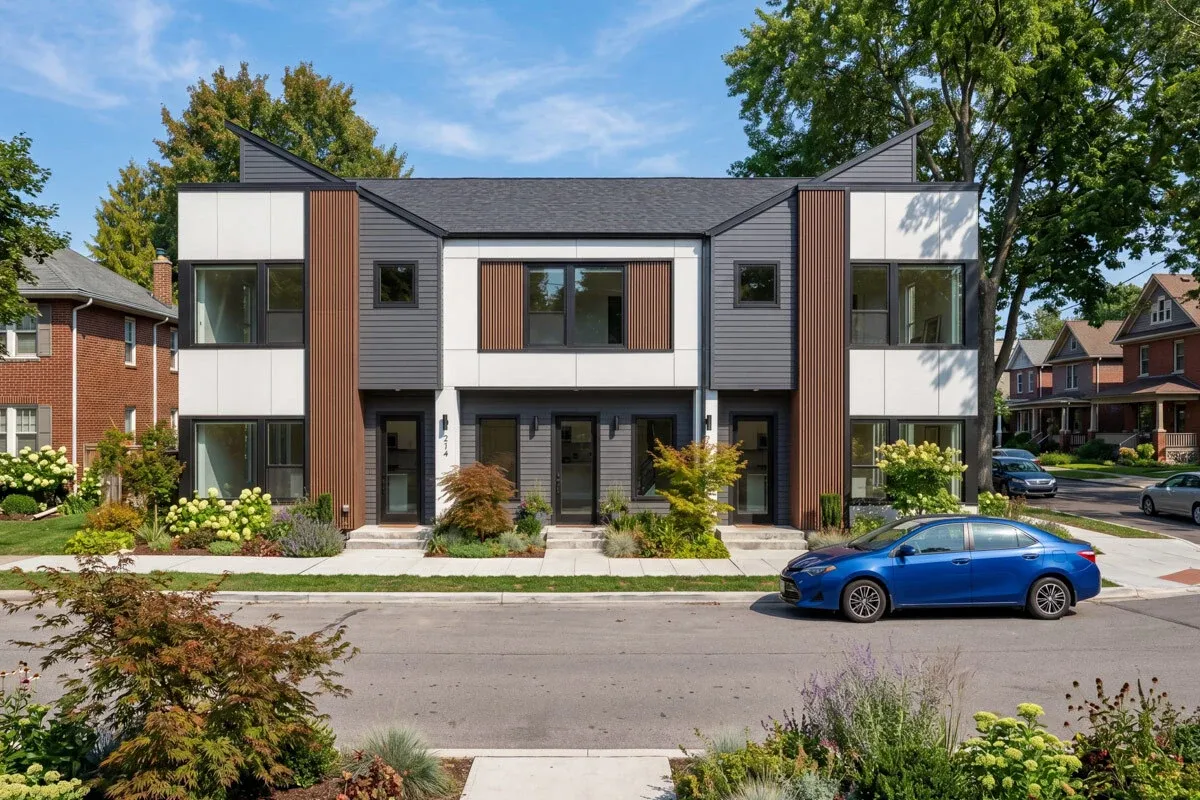 Contemporary Triplex House Plan Featuring Three Distinct Modern Living Units