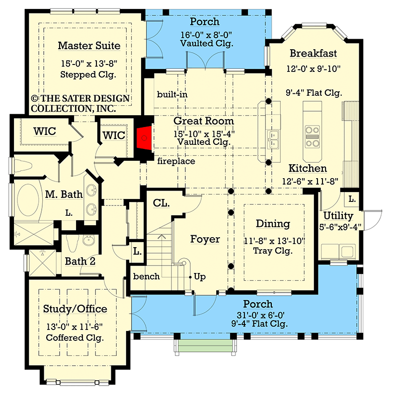 Plan 340157STR: Charming Cottage House Plan with Three Bedrooms and Vaulted Great Room - Floor Plan - Image #3 - Cottage, Country, Craftsman, Farmhouse, Southern