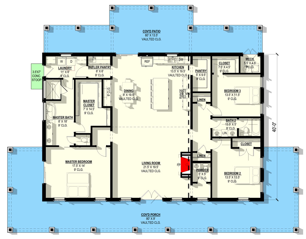Plan 405175FDC: Modern Farmhouse Barndominium House Plan with Expansive Wraparound Porch - Floor Plan - Image #11 - Barndominium, Farmhouse