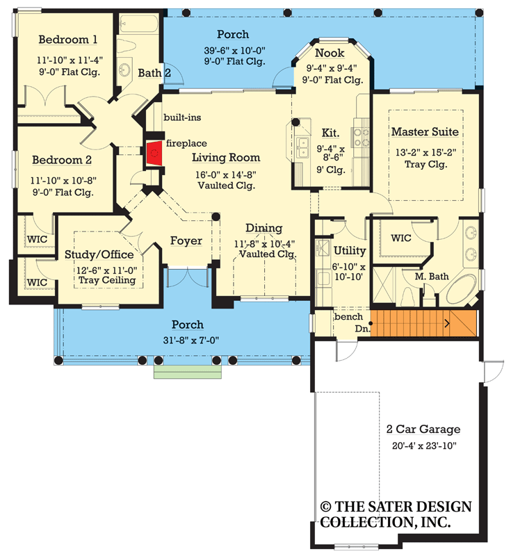 Plan 340161STR: Three Bedroom Southern Farmhouse House Plan with Front Porch - Floor Plan - Image #3 - Country, Craftsman, Southern, Traditional