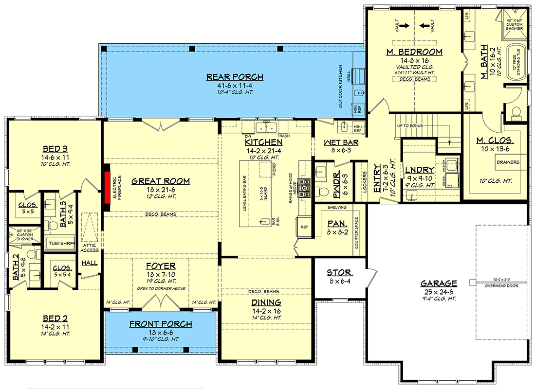 Plan 52045HZ: Modern Farmhouse House Plan with 3 Bedrooms and Vaulted Great Room - Floor Plan - Image #22 - Modern Farmhouse, Traditional, Transitional