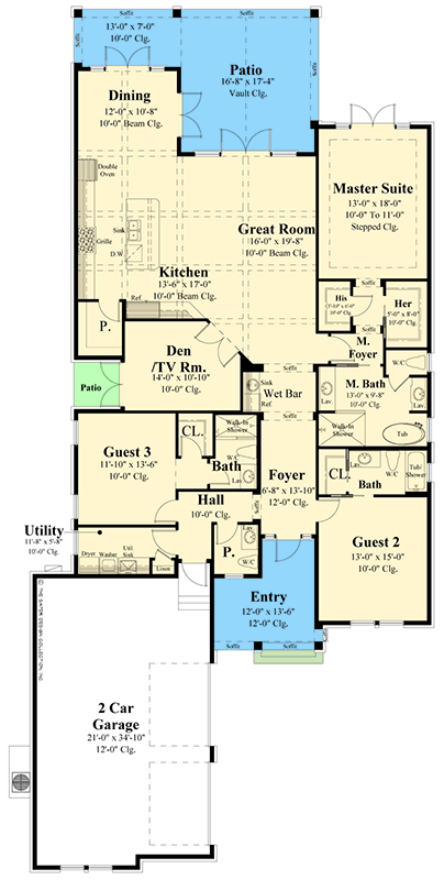 Plan 340165STR: Country Southern Farmhouse House Plan with Three Bedrooms and Workshop - Floor Plan - Image #10 - Country, Farmhouse, Southern