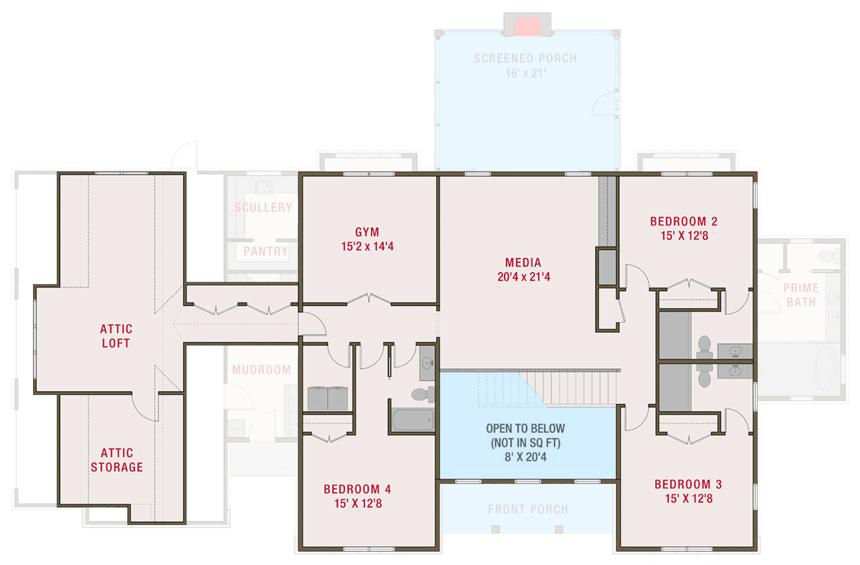 Plan 50246PH: Transitional House Plan with 5 Bedrooms and 3-Car Garage - Floor Plan - 2nd Level - Contemporary, New American, Scandinavian, Transitional