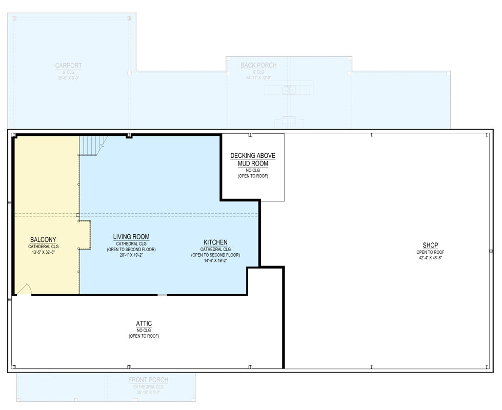 Plan 170022ADS: Spacious Three Bedroom Barndominium House Plan with Massive Workshop Space - Floor Plan - 2nd Level - Barndominium, Modern Farmhouse