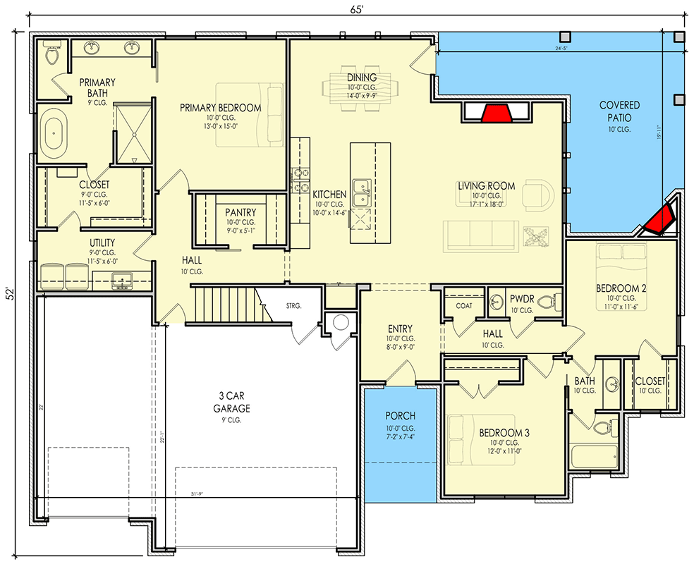 Plan 880006HLN: Traditional Farmhouse House Plan with 4 Bedrooms and 3-Car Garage - Floor Plan - Image #4 - Craftsman, Modern Farmhouse, New American, Transitional