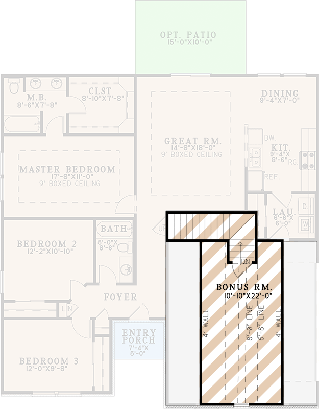 Plan 70976MK: Charming Traditional House Plan Featuring Three Bedrooms and Attached Garage - Floor Plan - Image #3 - Country, Traditional