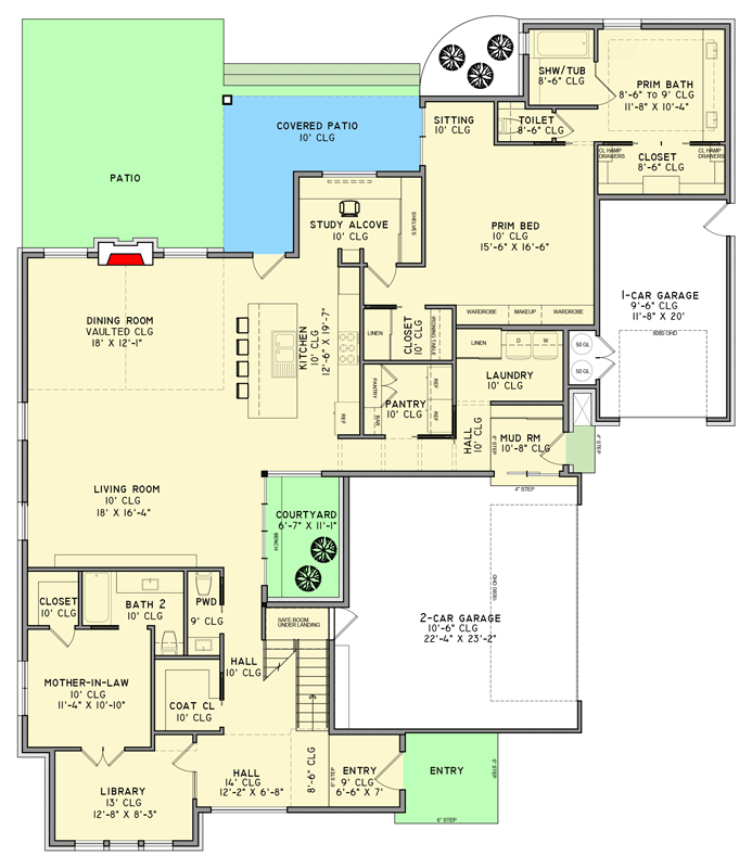 Plan 302017PSK: European Cottage House Plan with Four Bedrooms and Attached Garage - Floor Plan - Main Level - A-Frame, Cottage, European
