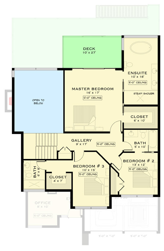Plan 147071RML: Contemporary Modern House Plan with 3 Bedrooms and Two Story Great Room - Floor Plan - 2nd Level - Contemporary, Modern