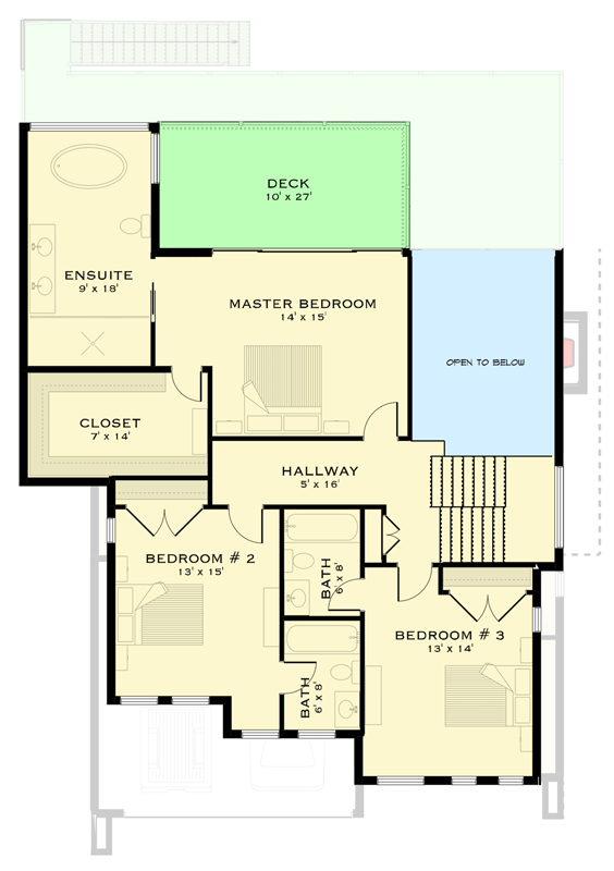 Plan 147072RML: Modern European House Plan Featuring Five Bedrooms and Two-Car Garage - Floor Plan - Upper Level - Contemporary, European, Modern