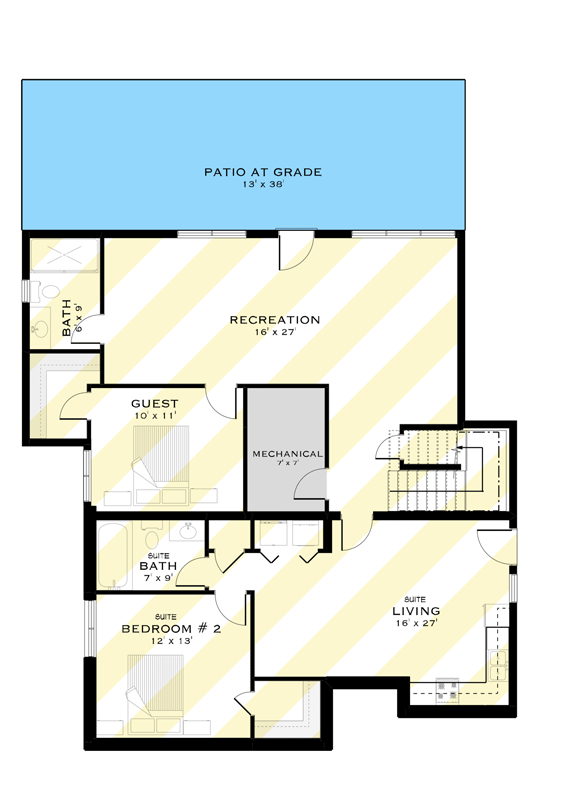 Plan 147072RML: Modern European House Plan Featuring Five Bedrooms and Two-Car Garage - Floor Plan - Basemen Level - Contemporary, European, Modern