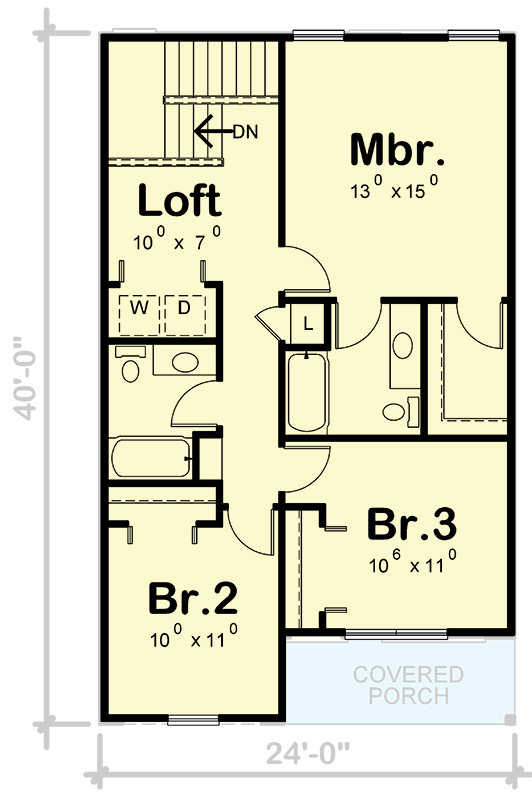 Plan 42761DB: Charming Three Bedroom Craftsman House Plan with Integrated Garage - Floor Plan - Image #8 - Craftsman, Traditional